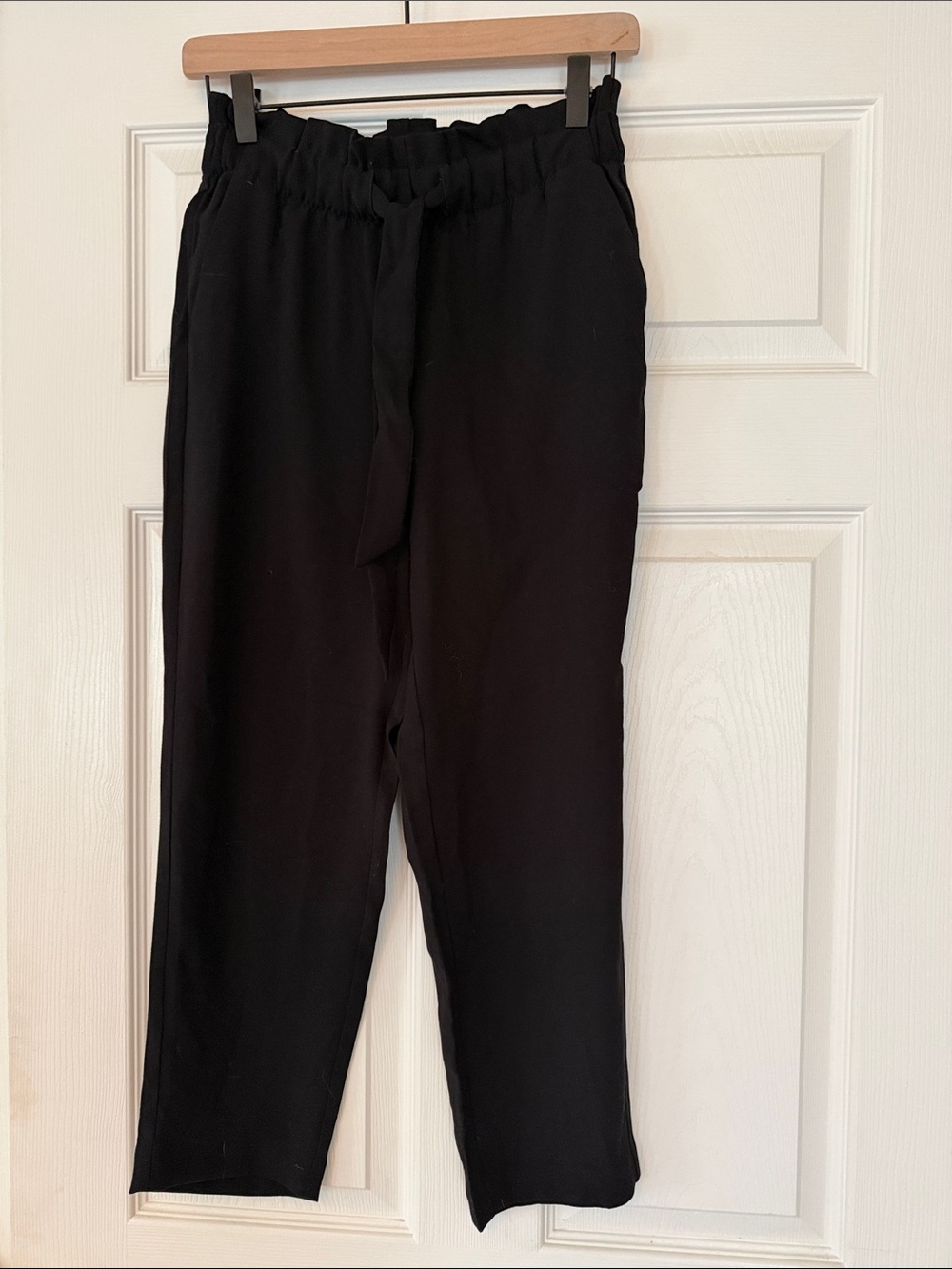 NWT LOFT Black Paperbag Waist Pull-On Pants with Tie